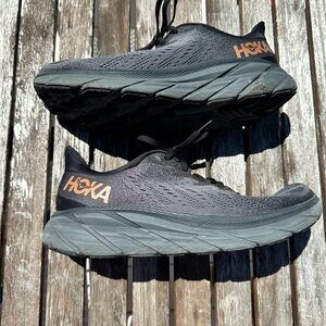 Womens Hoka Clifton 8 Black/Gray - Size 9